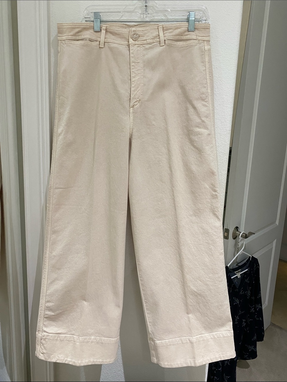 LOFT High Waist Wide Leg Jeans - Whitecap Cream Size 31 / 12 - Style 555332 NWT